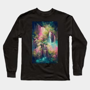 Springtime Waterfall Mystical Art Long Sleeve T-Shirt